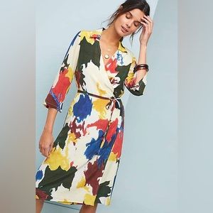 NWT! Rare WRAY Expressionist wrap dress. 100% silk. Size Medium